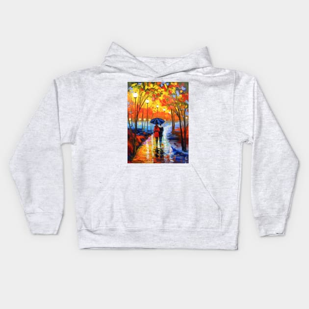 A walk together in the park Kids Hoodie by OLHADARCHUKART